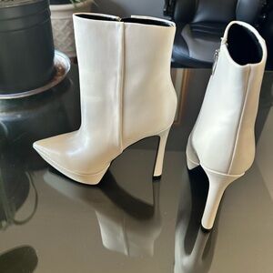 Nine West Cream Ankle Booties